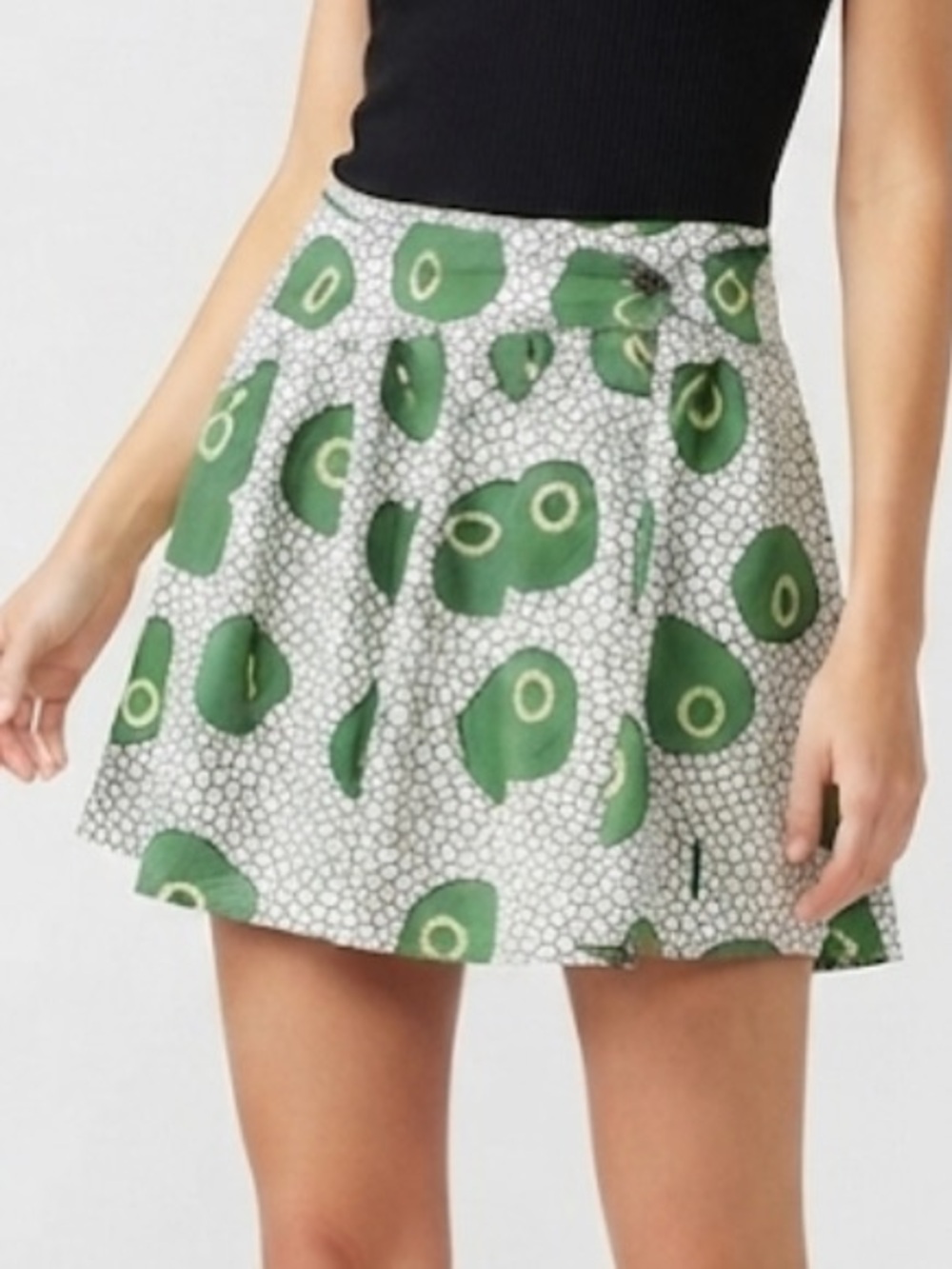 Lux Vintage Y2K 2000’s Women’s Green Printed Circle Skater Skirt Size 5